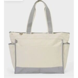 Thirty-One Extra‎ Large Boat Tote Bag Whisper Grey Colorblock Reusable NIB